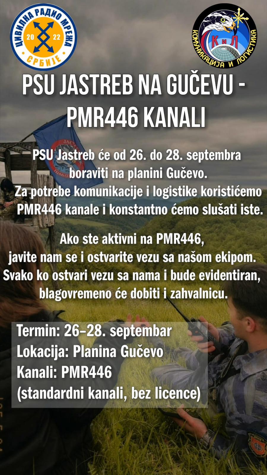 ПСУ ЈАСТРЕБ НА ГУЧЕВУ – PMR446 КАНАЛИ